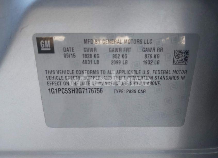 Photo 9 of 2016 Chevrolet Cruze LIMITED LS AUTO (VIN 1G1PC5SH0G7176756)