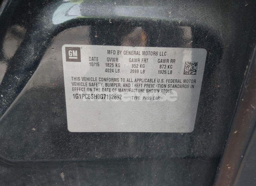 Photo 9 of 2016 Chevrolet Cruze LIMITED LS AUTO (VIN 1G1PC5SH0G7192892)