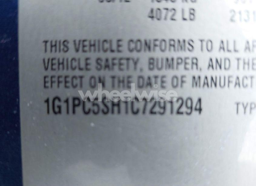 Photo 9 of 2012 Chevrolet Cruze LS (VIN 1G1PC5SH1C7291294)