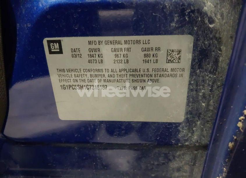 Photo 9 of 2012 Chevrolet Cruze LS (VIN 1G1PC5SH1C7315187)