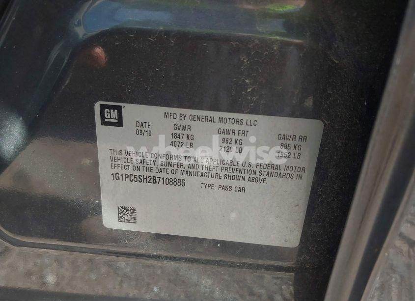 Photo 9 of 2011 Chevrolet Cruze LS (VIN 1G1PC5SH2B7108886)