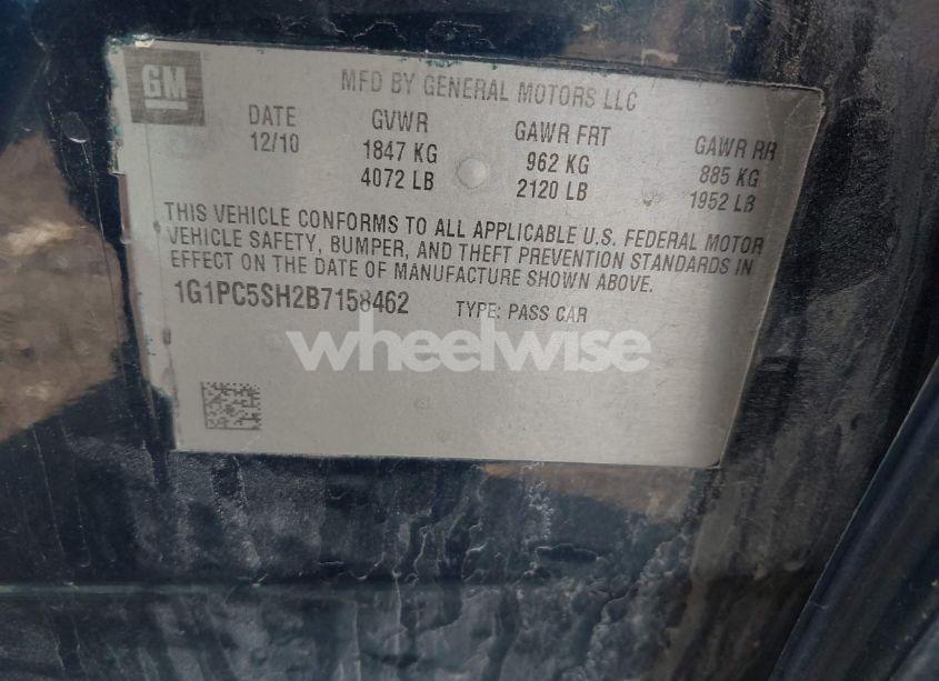 Photo 9 of 2011 Chevrolet Cruze LS (VIN 1G1PC5SH2B7158462)