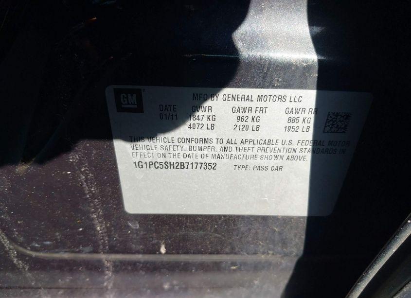 Photo 9 of 2011 Chevrolet Cruze LS (VIN 1G1PC5SH2B7177352)