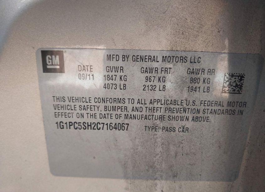 Photo 9 of 2012 Chevrolet Cruze LS (VIN 1G1PC5SH2C7164067)