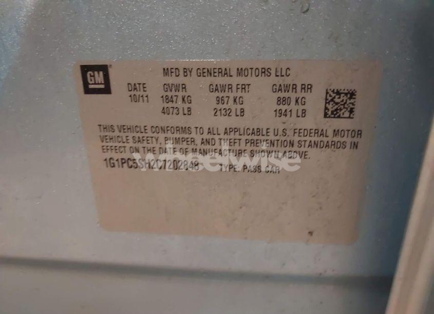 Photo 9 of 2012 Chevrolet Cruze LS (VIN 1G1PC5SH2C7202848)
