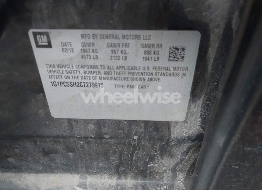 Photo 9 of 2012 Chevrolet Cruze LS (VIN 1G1PC5SH2C7279915)