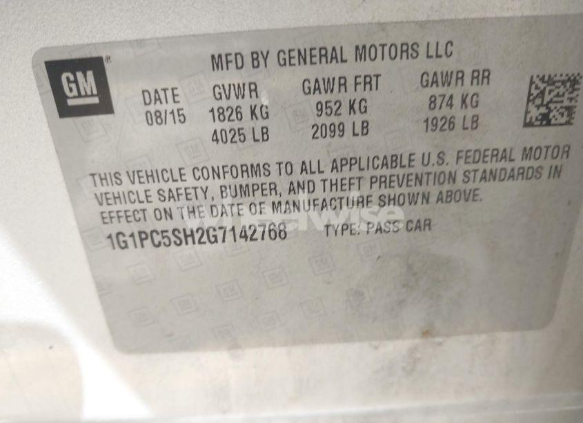 Photo 9 of 2016 Chevrolet Cruze LIMITED LS AUTO (VIN 1G1PC5SH2G7142768)