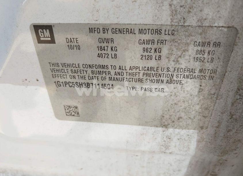 Photo 9 of 2011 Chevrolet Cruze LS (VIN 1G1PC5SH3B7114504)