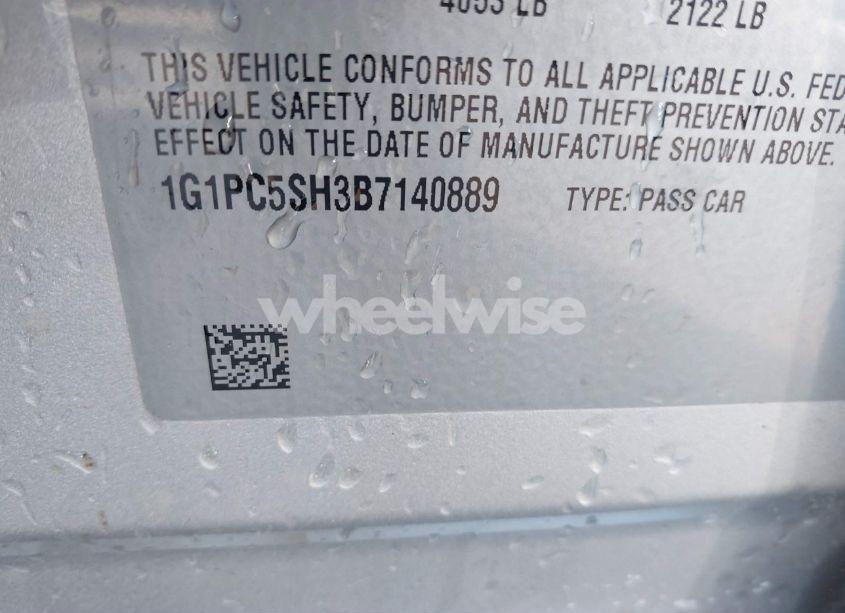 Photo 9 of 2011 Chevrolet Cruze LS (VIN 1G1PC5SH3B7140889)