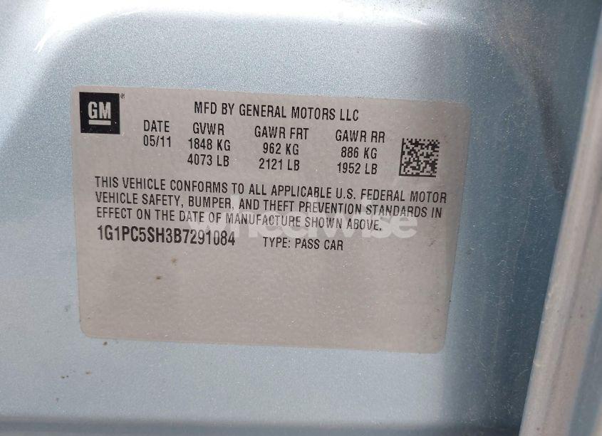 Photo 9 of 2011 Chevrolet Cruze LS (VIN 1G1PC5SH3B7291084)