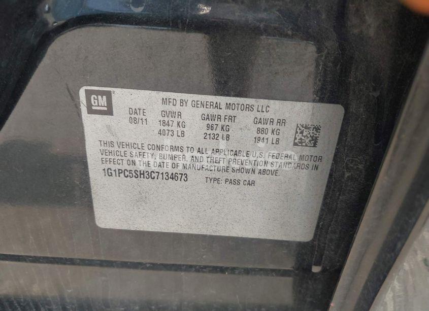 Photo 9 of 2012 Chevrolet Cruze LS (VIN 1G1PC5SH3C7134673)