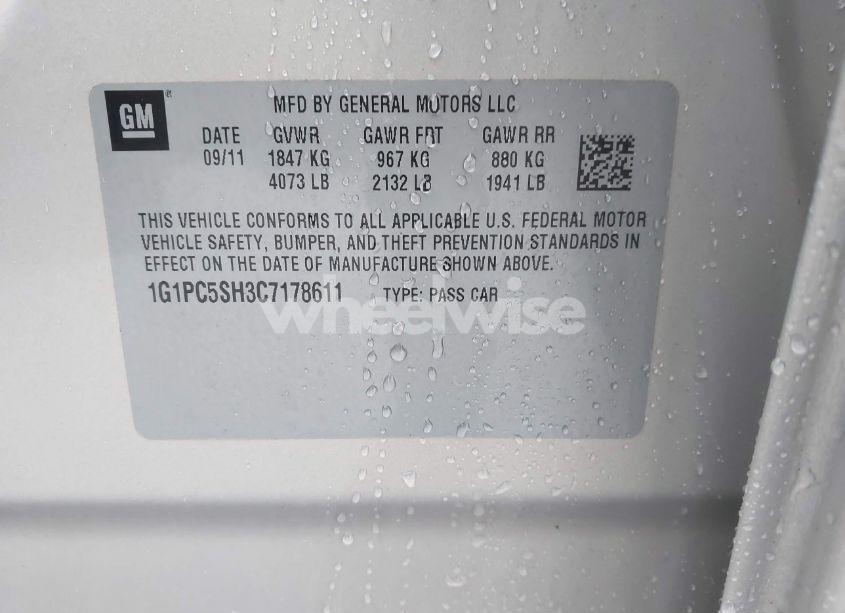 Photo 9 of 2012 Chevrolet Cruze LS (VIN 1G1PC5SH3C7178611)