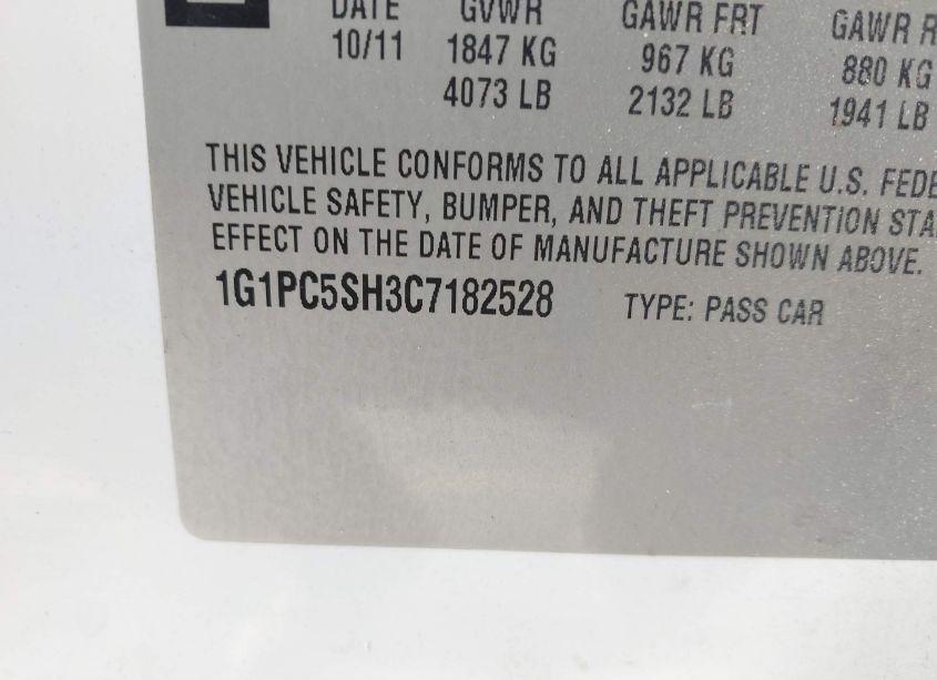 Photo 9 of 2012 Chevrolet Cruze LS (VIN 1G1PC5SH3C7182528)
