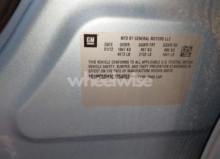 Photo 9 of 2012 Chevrolet Cruze LS (VIN 1G1PC5SH3C7254053)