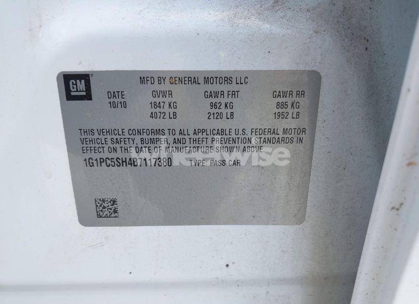 Photo 9 of 2011 Chevrolet Cruze LS (VIN 1G1PC5SH4B7117380)