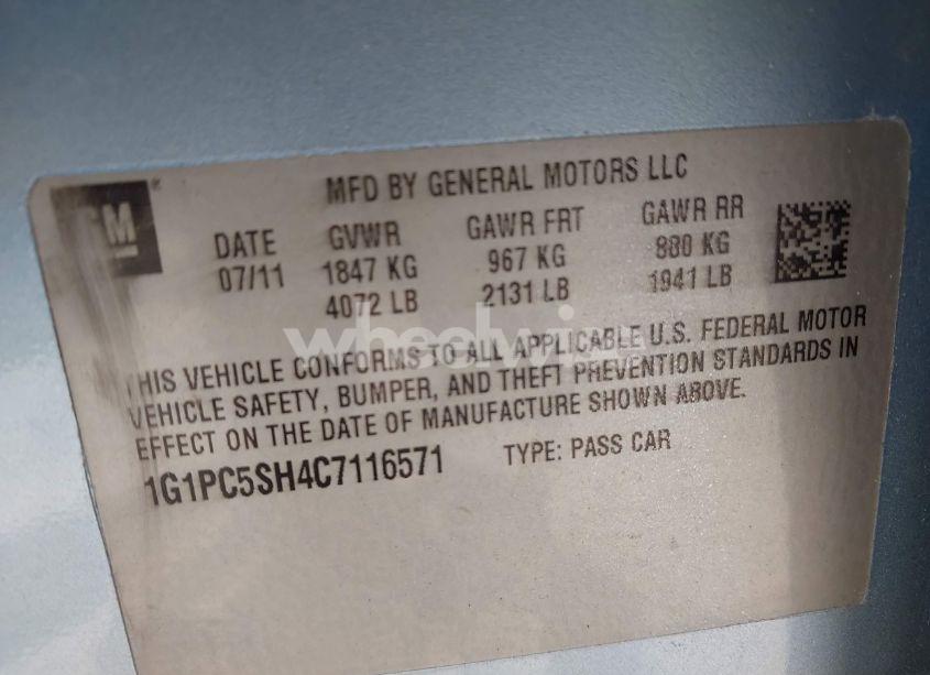 Photo 9 of 2012 Chevrolet Cruze LS (VIN 1G1PC5SH4C7116571)
