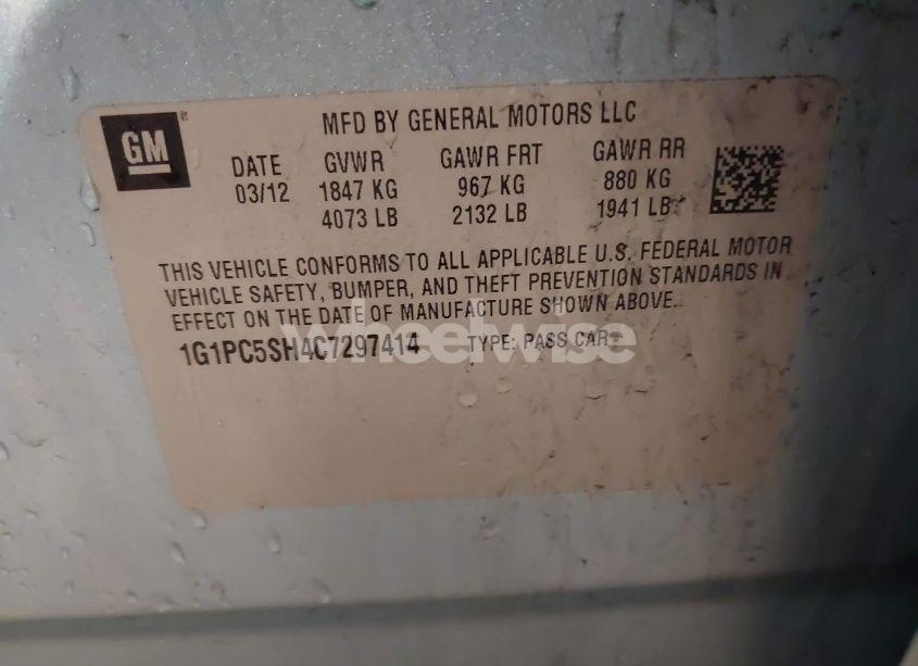 Photo 9 of 2012 Chevrolet Cruze LS (VIN 1G1PC5SH4C7297414)