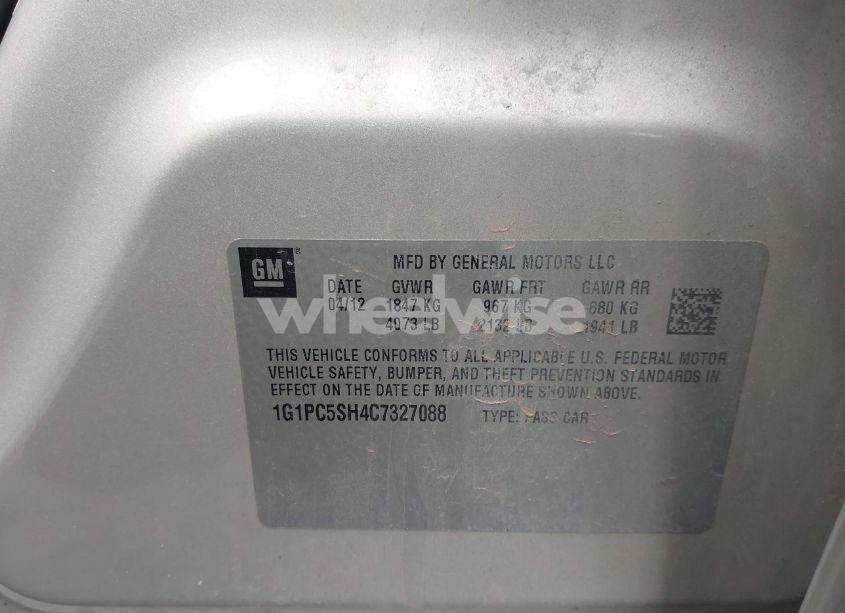 Photo 9 of 2012 Chevrolet Cruze LS (VIN 1G1PC5SH4C7327088)