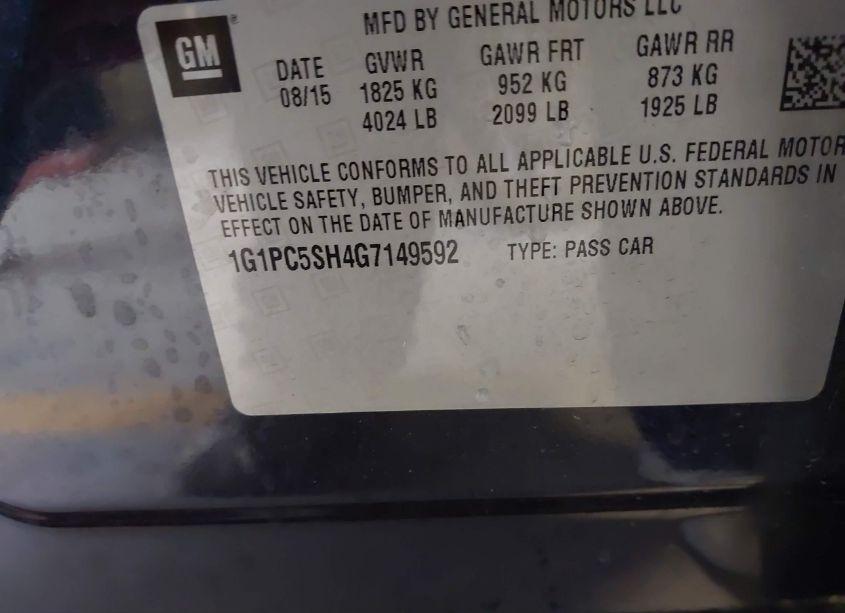 Photo 9 of 2016 Chevrolet Cruze LIMITED LS AUTO (VIN 1G1PC5SH4G7149592)