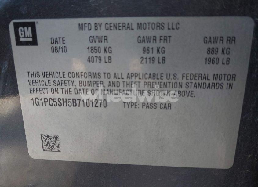 Photo 9 of 2011 Chevrolet Cruze LS (VIN 1G1PC5SH5B7101270)