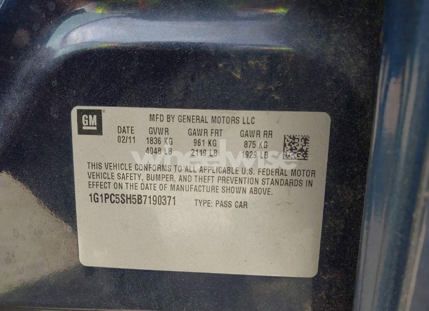 Photo 9 of 2011 Chevrolet Cruze LS (VIN 1G1PC5SH5B7190371)