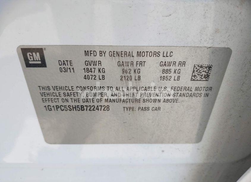 Photo 9 of 2011 Chevrolet Cruze LS (VIN 1G1PC5SH5B7224728)