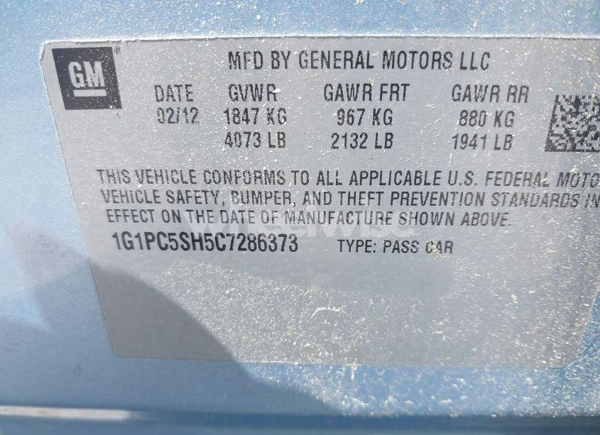 Photo 9 of 2012 Chevrolet Cruze LS (VIN 1G1PC5SH5C7286373)