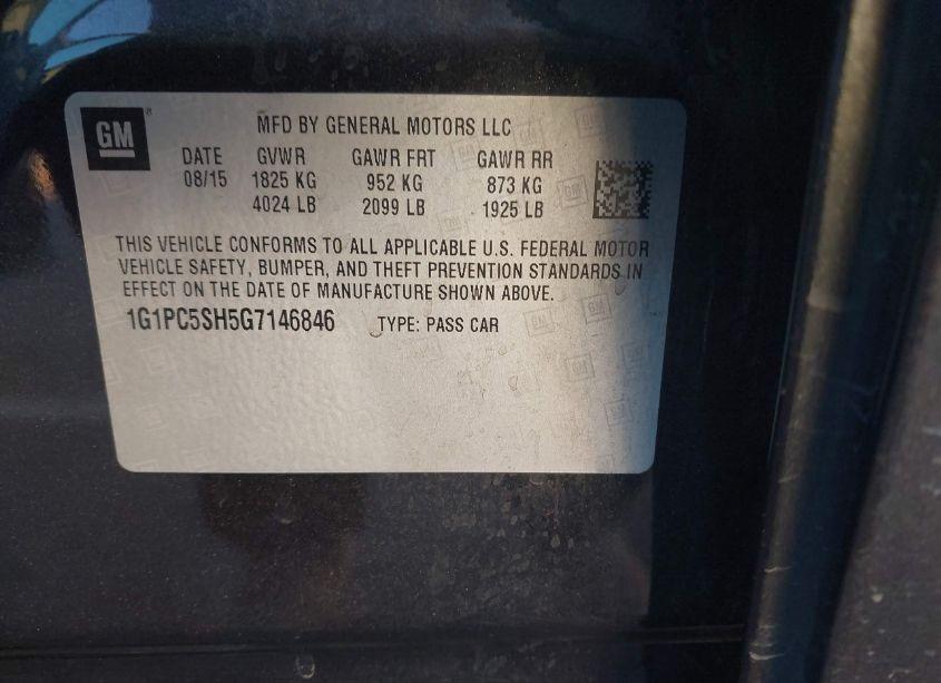 Photo 9 of 2016 Chevrolet Cruze LIMITED LS AUTO (VIN 1G1PC5SH5G7146846)