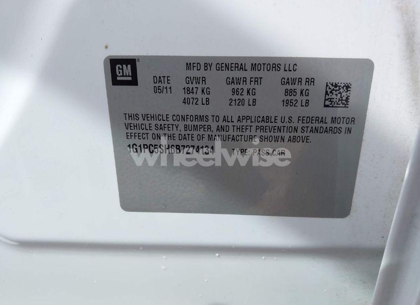 Photo 9 of 2011 Chevrolet Cruze LS (VIN 1G1PC5SH6B7274134)