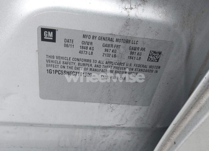Photo 9 of 2012 Chevrolet Cruze LS (VIN 1G1PC5SH6C7101909)