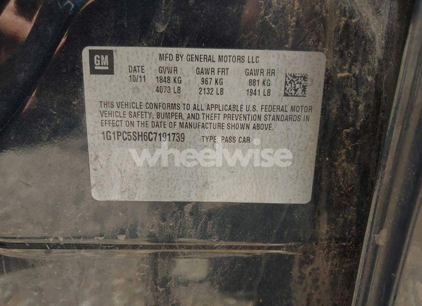 Photo 9 of 2012 Chevrolet Cruze LS (VIN 1G1PC5SH6C7191739)