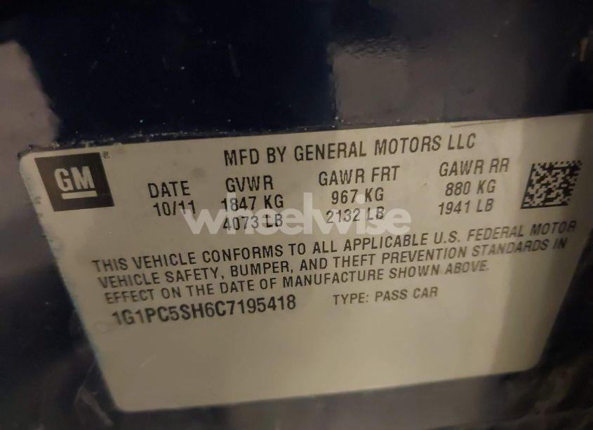 Photo 9 of 2012 Chevrolet Cruze LS (VIN 1G1PC5SH6C7195418)