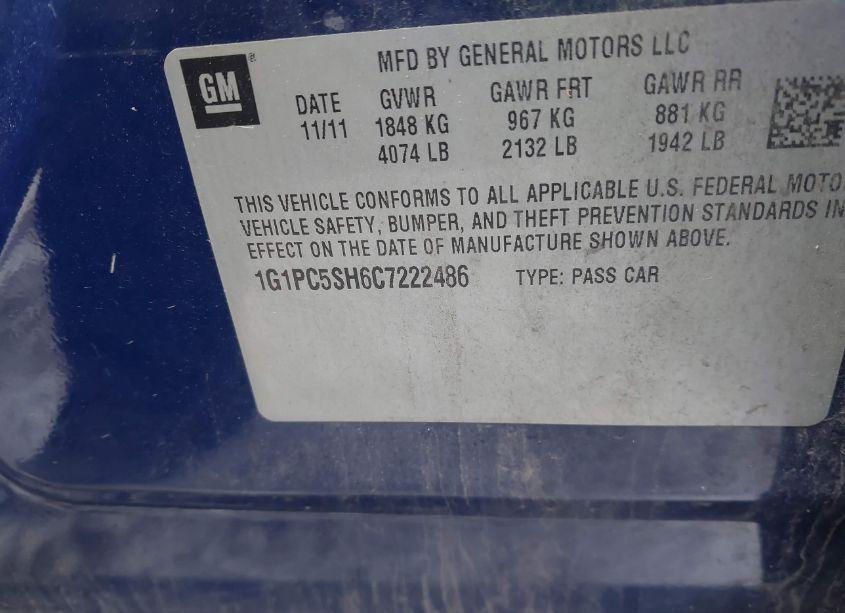 Photo 9 of 2012 Chevrolet Cruze LS (VIN 1G1PC5SH6C7222486)