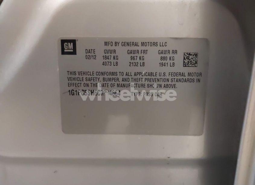 Photo 9 of 2012 Chevrolet Cruze LS (VIN 1G1PC5SH6C7284664)