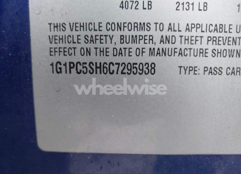 Photo 9 of 2012 Chevrolet Cruze LS (VIN 1G1PC5SH6C7295938)
