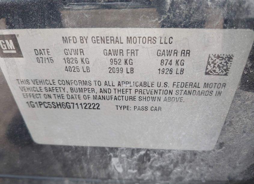 Photo 9 of 2016 Chevrolet Cruze LIMITED LS AUTO (VIN 1G1PC5SH6G7112222)