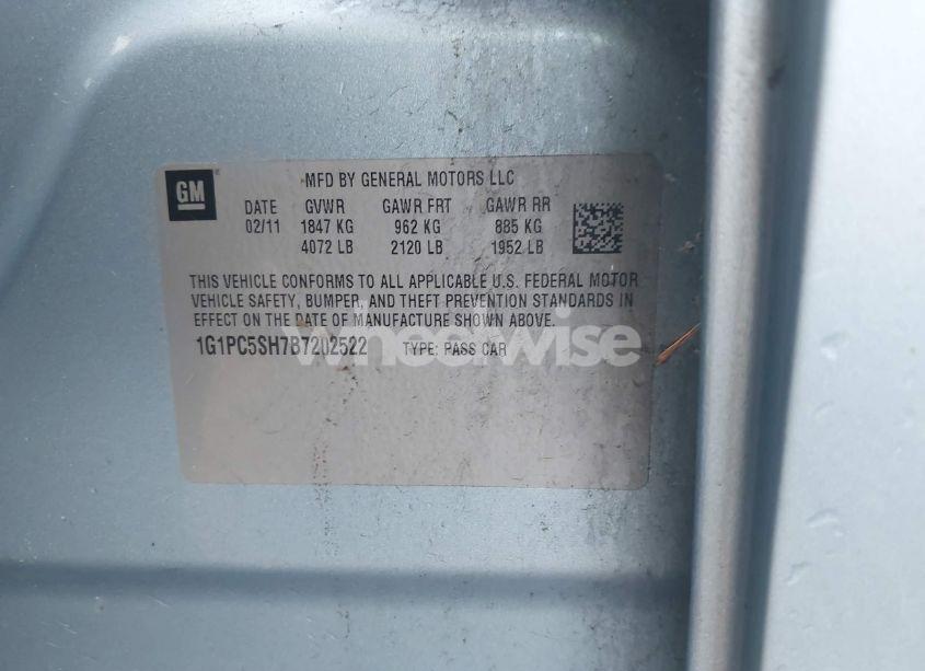 Photo 9 of 2011 Chevrolet Cruze LS (VIN 1G1PC5SH7B7202522)