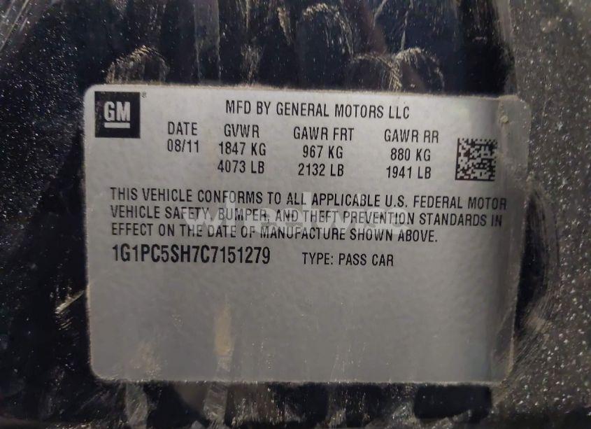 Photo 9 of 2012 Chevrolet Cruze LS (VIN 1G1PC5SH7C7151279)