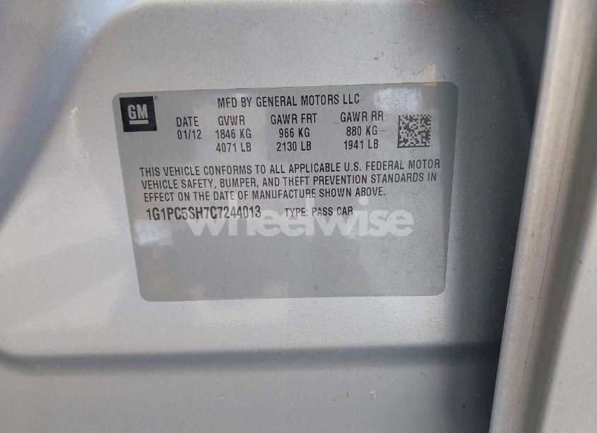 Photo 9 of 2012 Chevrolet Cruze LS (VIN 1G1PC5SH7C7244013)