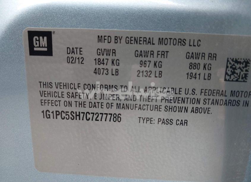 Photo 9 of 2012 Chevrolet Cruze LS (VIN 1G1PC5SH7C7277786)