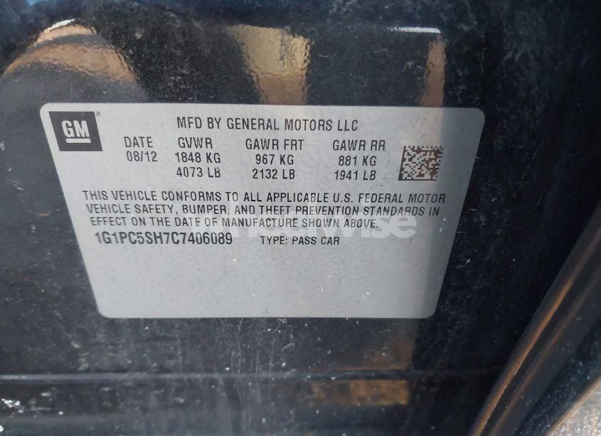 Photo 9 of 2012 Chevrolet Cruze LS (VIN 1G1PC5SH7C7406089)