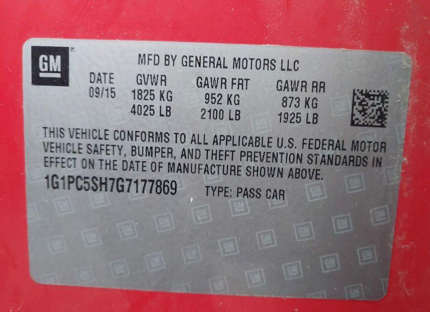 Photo 9 of 2016 Chevrolet Cruze LIMITED LS AUTO (VIN 1G1PC5SH7G7177869)