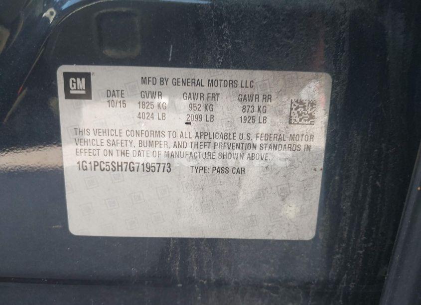 Photo 9 of 2016 Chevrolet Cruze LIMITED LS AUTO (VIN 1G1PC5SH7G7195773)