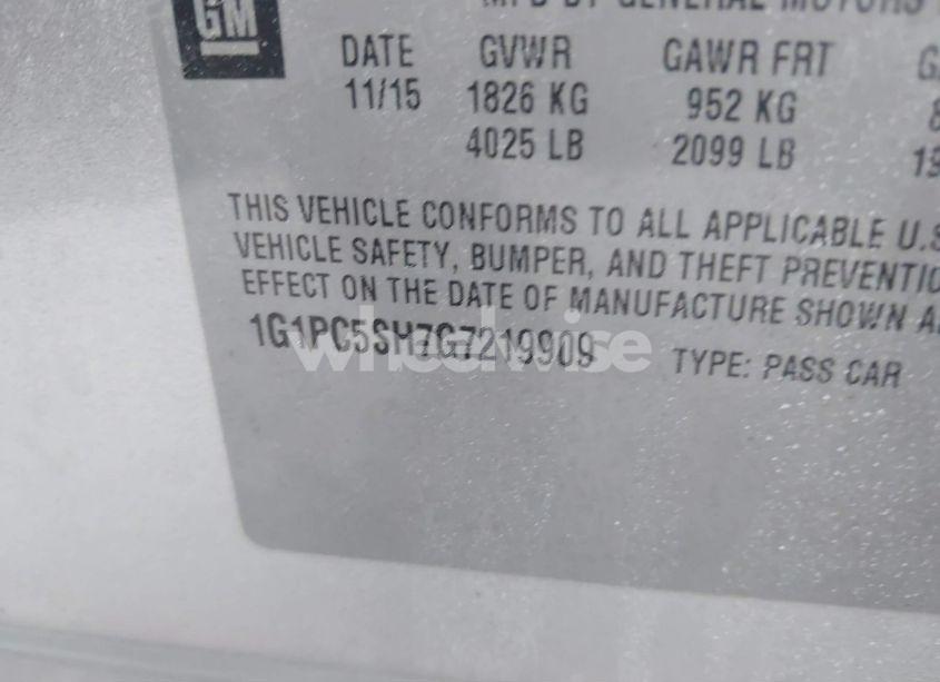 Photo 9 of 2016 Chevrolet Cruze LIMITED LS AUTO (VIN 1G1PC5SH7G7219909)