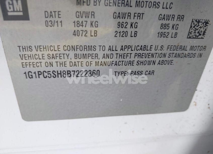 Photo 9 of 2011 Chevrolet Cruze LS (VIN 1G1PC5SH8B7222360)