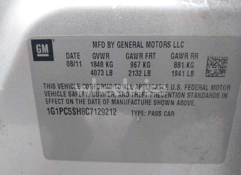 Photo 9 of 2012 Chevrolet Cruze LS (VIN 1G1PC5SH8C7129212)