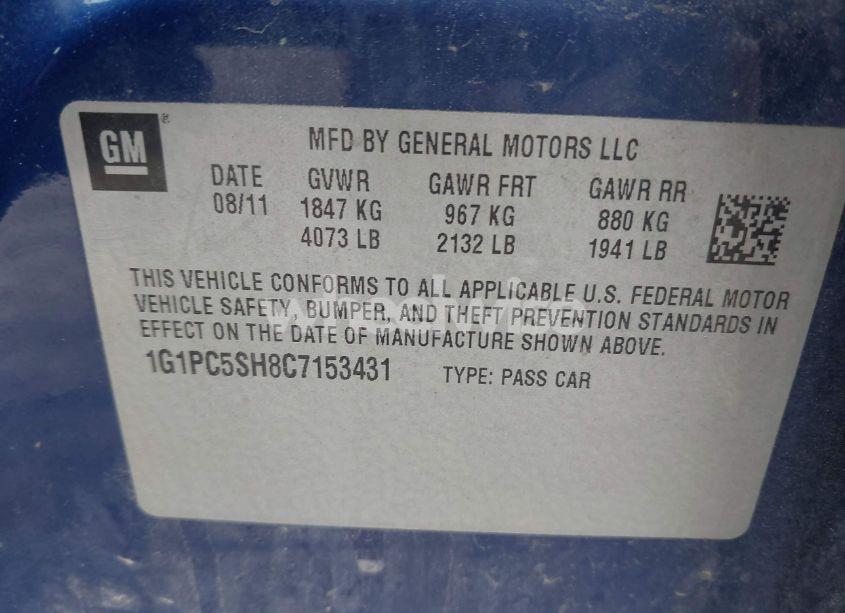 Photo 9 of 2012 Chevrolet Cruze LS (VIN 1G1PC5SH8C7153431)