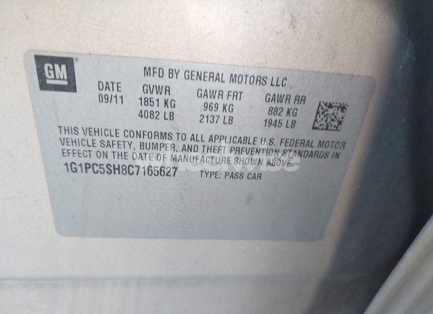 Photo 9 of 2012 Chevrolet Cruze LS (VIN 1G1PC5SH8C7165627)