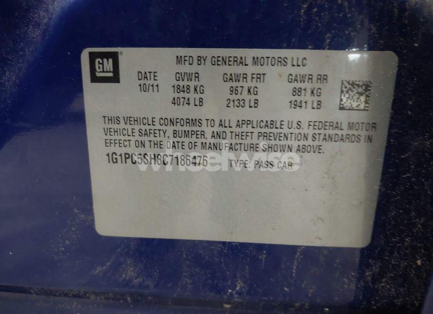 Photo 9 of 2012 Chevrolet Cruze LS (VIN 1G1PC5SH8C7186476)