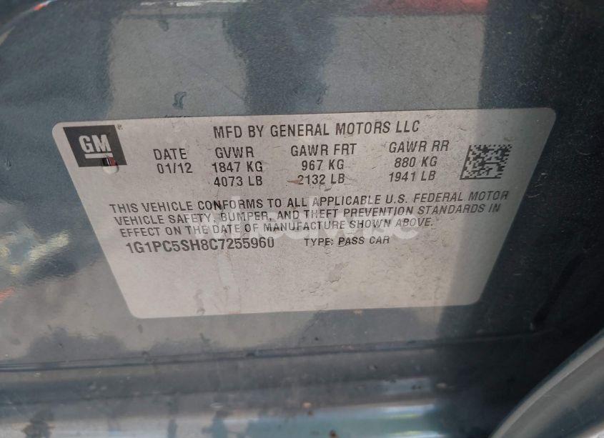 Photo 9 of 2012 Chevrolet Cruze LS (VIN 1G1PC5SH8C7255960)